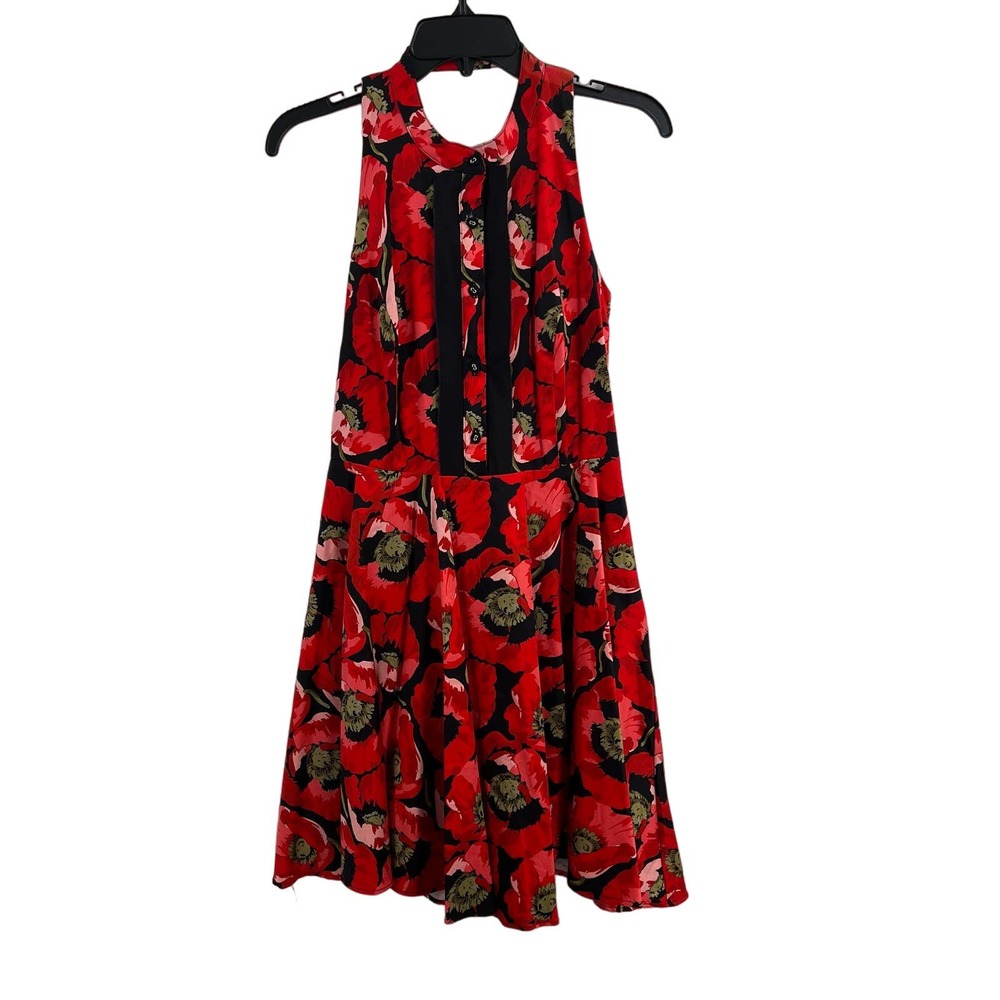 Eva Franco‎ Red Floral Print Dress Sleeveless Size 8 New